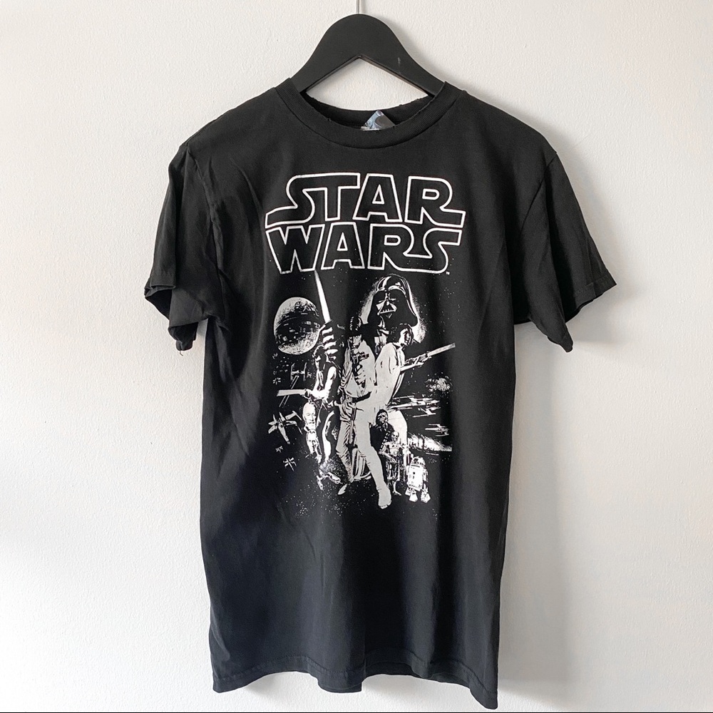 Distressed Black Star Wars Tee